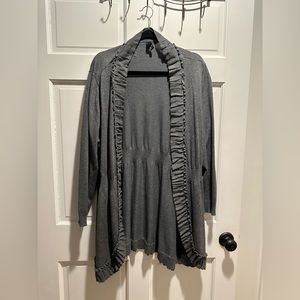 Gray ruffle cardigan